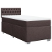 Cama box spring con colchón tela marrón oscuro 90x190 cm