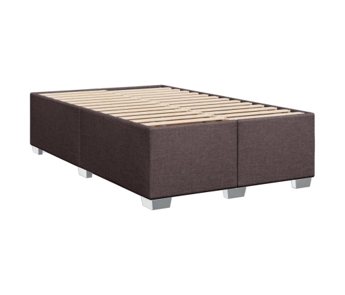 Cama box spring con colchón tela marrón oscuro 90x190 cm