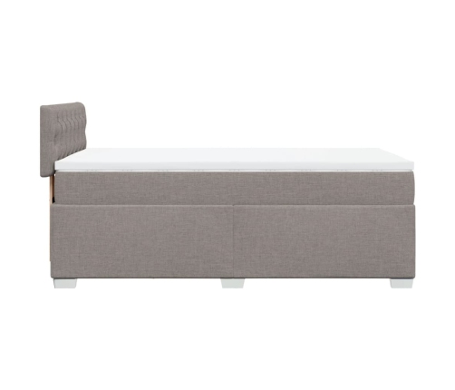 Cama box spring con colchón tela gris taupe 90x190 cm