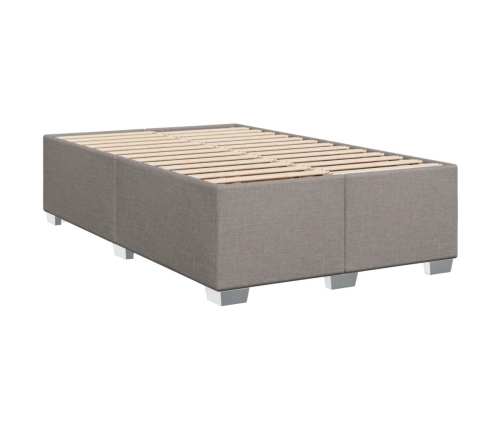 Cama box spring con colchón tela gris taupe 90x190 cm