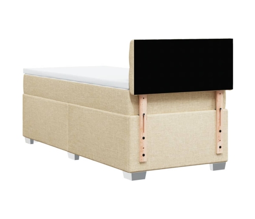 Cama box spring con colchón tela color crema 90x190 cm