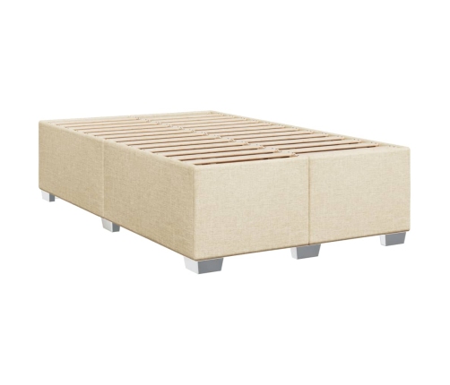 Cama box spring con colchón tela color crema 90x190 cm