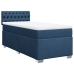 Cama box spring con colchón tela azul 90x190 cm