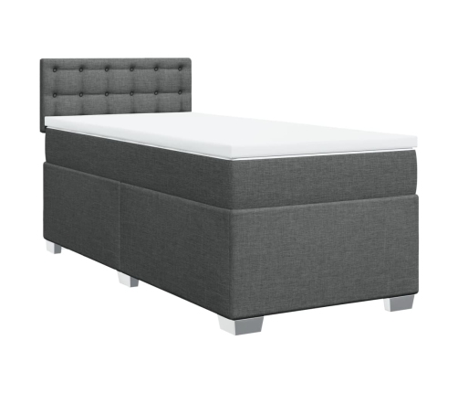 Cama box spring con colchón tela gris oscuro 90x190 cm