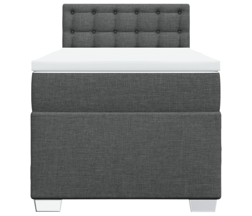 Cama box spring con colchón tela gris oscuro 90x190 cm