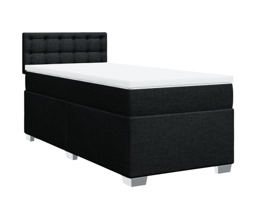 Cama box spring con colchón tela negro 90x190 cm