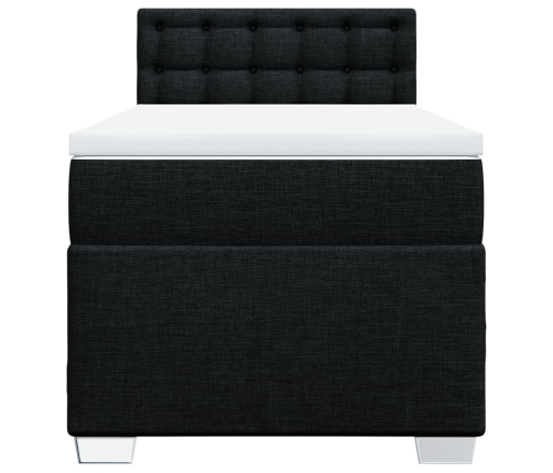 Cama box spring con colchón tela negro 90x190 cm