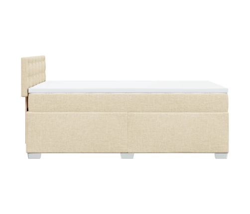 Cama box spring con colchón tela color crema 90x190 cm