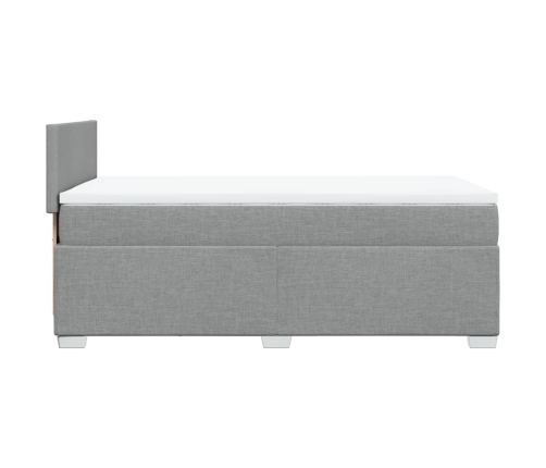 Cama box spring con colchón tela gris claro 90x200 cm