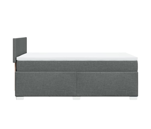 Cama box spring con colchón tela gris oscuro 90x200 cm