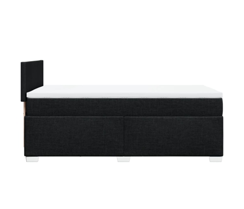 Cama box spring con colchón tela negro 90x200 cm
