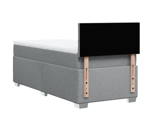 Cama box spring con colchón tela gris claro 90x200 cm