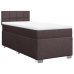 Cama box spring con colchón tela marrón oscuro 90x200 cm