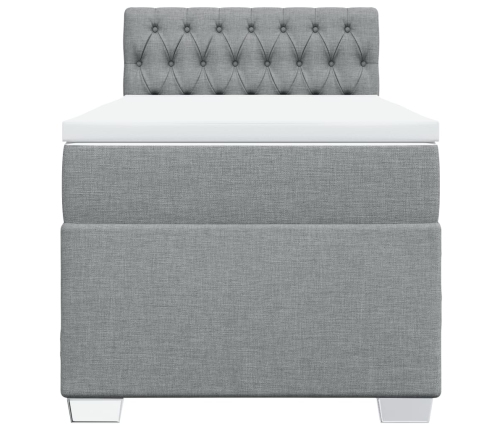 Cama box spring con colchón tela gris claro 90x200 cm