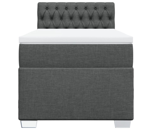 Cama box spring con colchón tela gris oscuro 90x200 cm