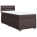 Cama box spring con colchón tela marrón oscuro 90x200 cm