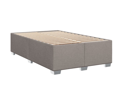 Cama box spring con colchón tela gris taupe 90x200 cm