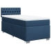 Cama box spring con colchón tela azul 90x200 cm
