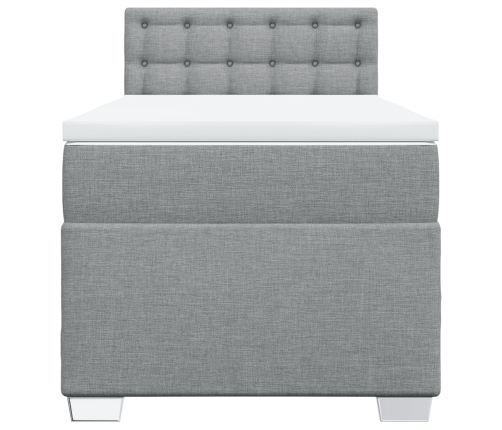 Cama box spring con colchón tela gris claro 90x200 cm