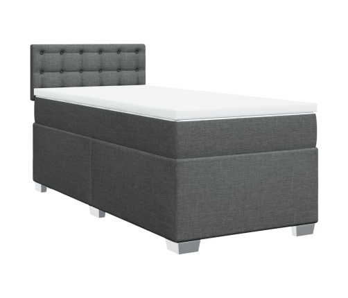 Cama box spring con colchón tela gris oscuro 90x200 cm