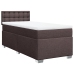 Cama box spring con colchón tela marrón oscuro 90x200 cm