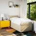Cama box spring con colchón tela color crema 90x200 cm