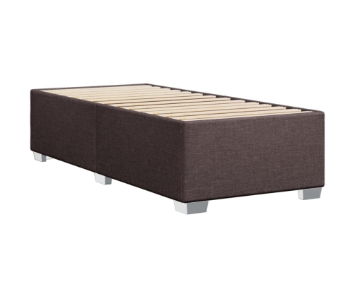 Cama box spring con colchón tela marrón oscuro 100x200 cm