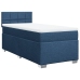 Cama box spring con colchón tela azul 100x200 cm