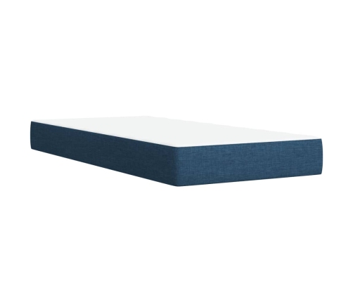 Cama box spring con colchón tela azul 100x200 cm