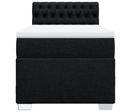 Cama box spring con colchón tela negro 100x200 cm