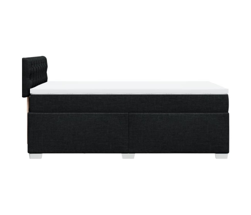 Cama box spring con colchón tela negro 100x200 cm