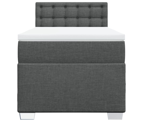 Cama box spring con colchón tela gris oscuro 100x200 cm