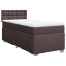 Cama box spring con colchón tela marrón oscuro 100x200 cm