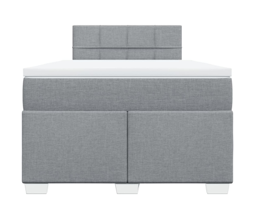 Cama box spring con colchón tela gris claro 120x190 cm