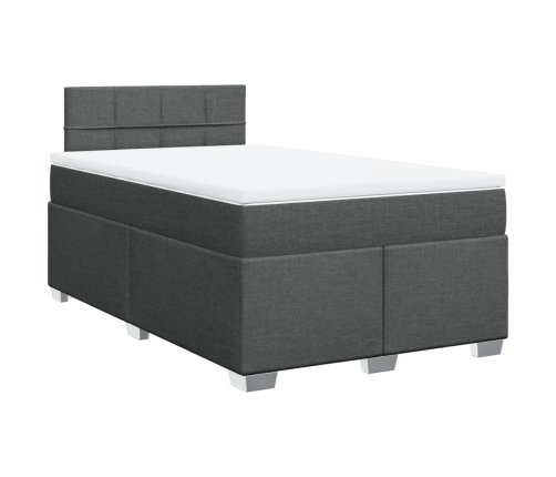 Cama box spring con colchón tela gris oscuro 120x190 cm