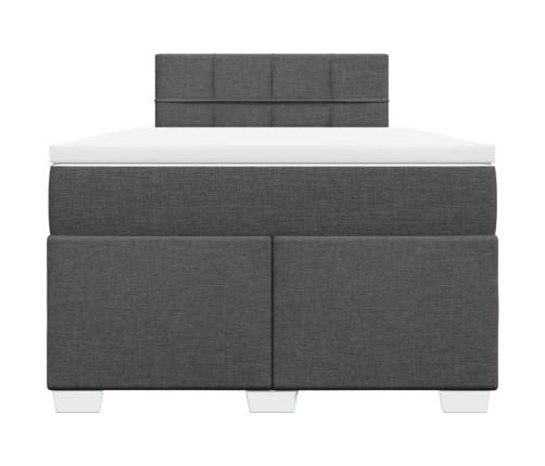 Cama box spring con colchón tela gris oscuro 120x190 cm