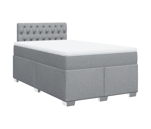 Cama box spring con colchón tela gris claro 120x190 cm