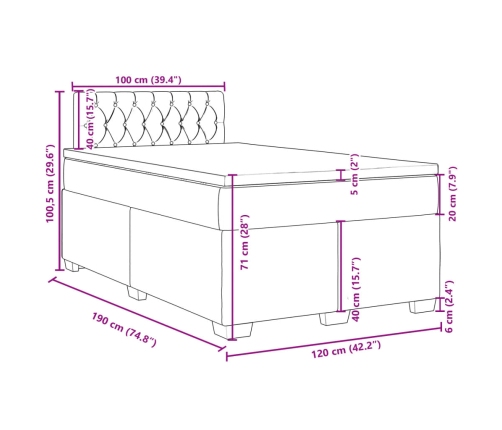 Cama box spring con colchón tela gris claro 120x190 cm