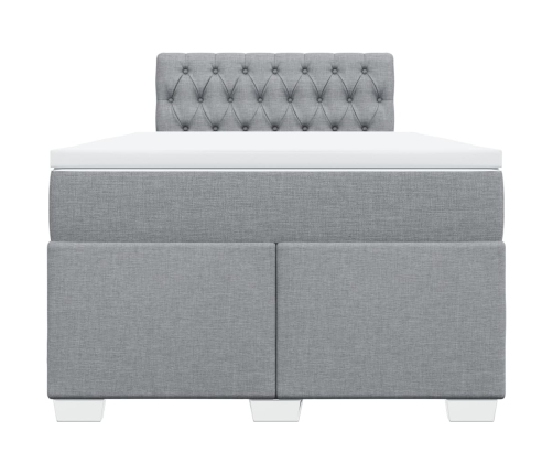 Cama box spring con colchón tela gris claro 120x190 cm