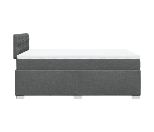 Cama box spring con colchón tela gris oscuro 120x190 cm