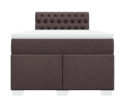 Cama box spring con colchón tela marrón oscuro 120x190 cm