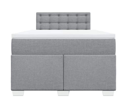 Cama box spring con colchón tela gris claro 120x190 cm