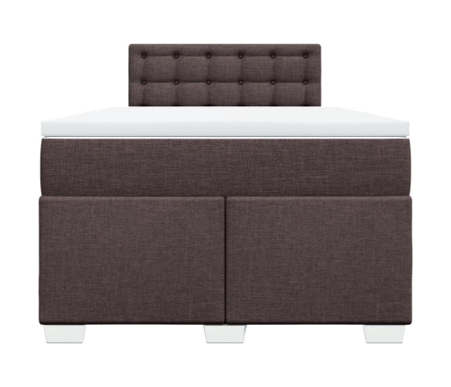 Cama box spring con colchón tela marrón oscuro 120x190 cm