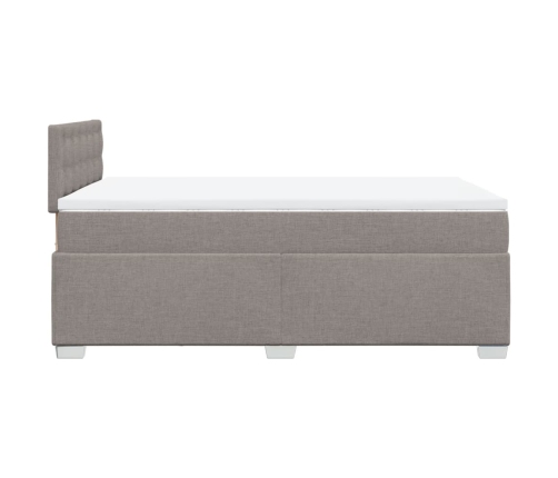 Cama box spring con colchón tela gris taupe 120x190 cm