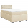 Cama box spring con colchón tela color crema 120x190 cm