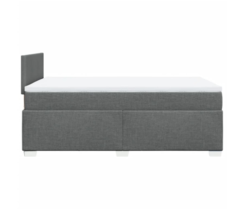 Cama box spring con colchón tela gris oscuro 120x200 cm