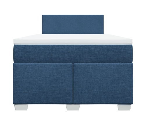 Cama box spring con colchón tela azul 120x200 cm