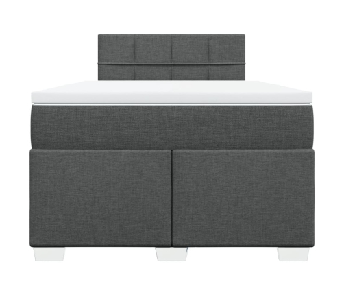 Cama box spring con colchón tela gris oscuro 120x200 cm