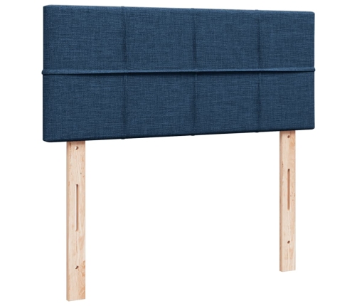 Cama box spring con colchón tela azul 120x200 cm