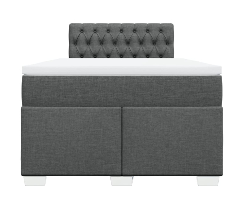 Cama box spring con colchón tela gris oscuro 120x200 cm